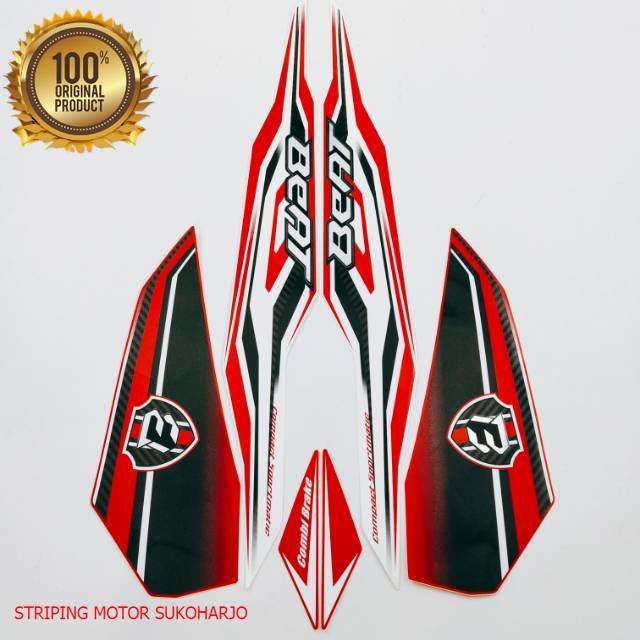 (ORI) striping honda beat fi esp 2018 2019 merah putih kualitas original