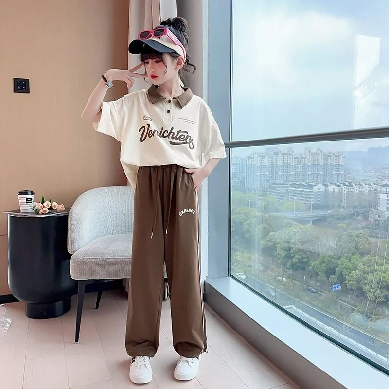 New Western style polo shirt sports children's two-piece set for women