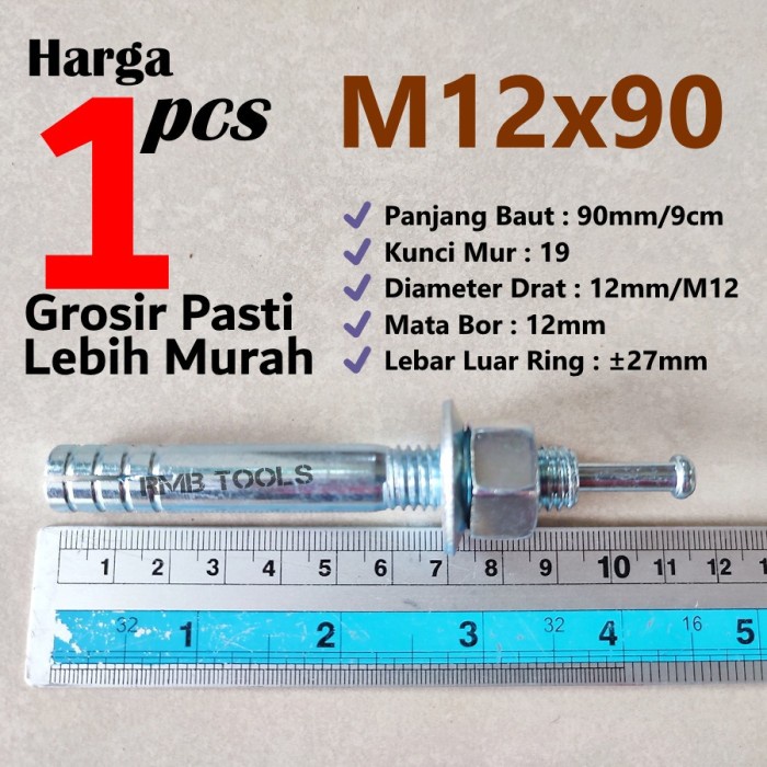 Hit Anchor M12x90 9cm Dynabolt Angkur Ketok / High Anchor M12 x 90