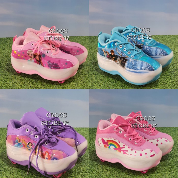 Terlaris ✨ -RODA ANAK/SEPATU RODA ANAK PEREMPUAN/SEPATU RODA KARAKTER ORIGINAL - FROZEN PINK, 28