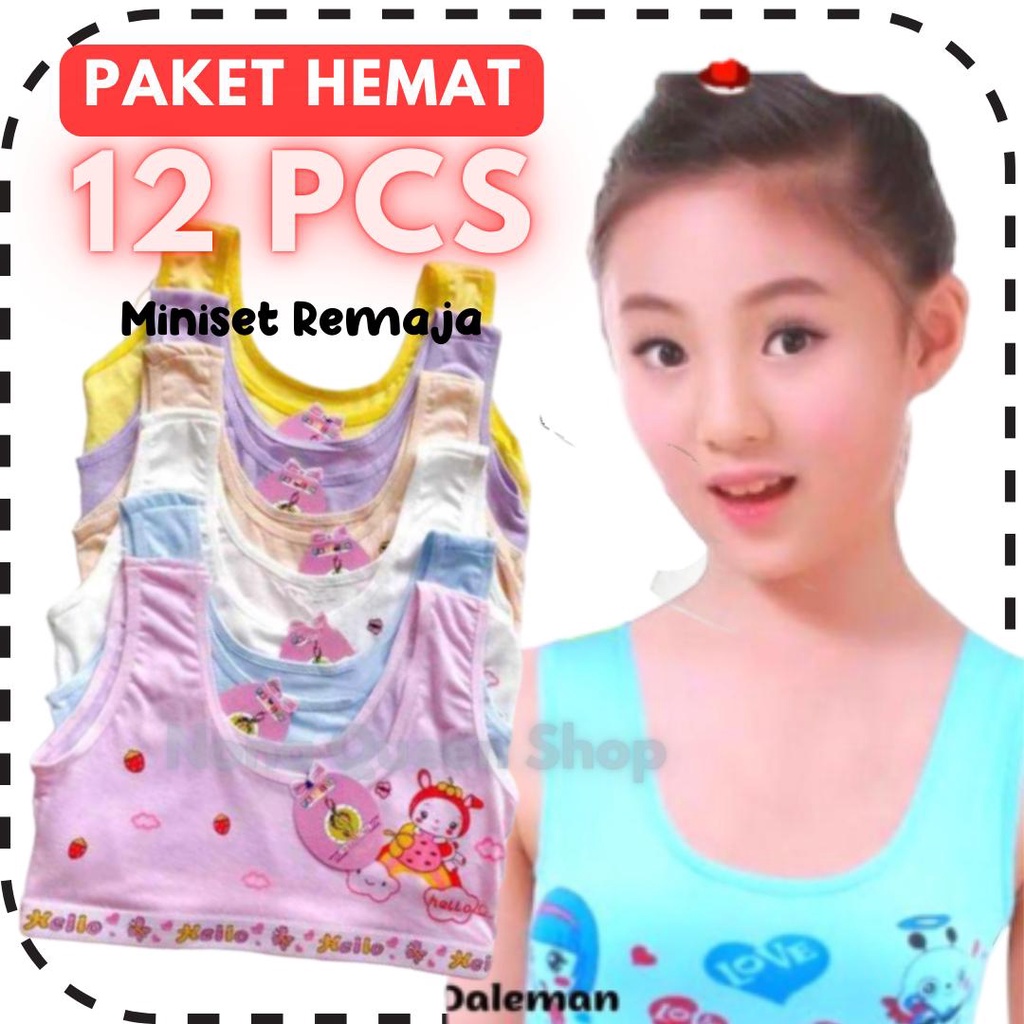 PROMO PAKET HEMAT 12 PCS Bra Mini Remaja Miniset Anak SD SMP Katun Lucu dan Nyaman