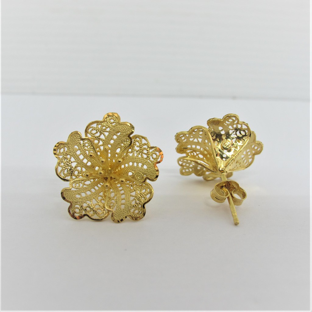 Anting duduk anak dan dewasa emas asli kadar 700 70% 22 16k kendari bunga 3 gr gram giwang kerabu pa