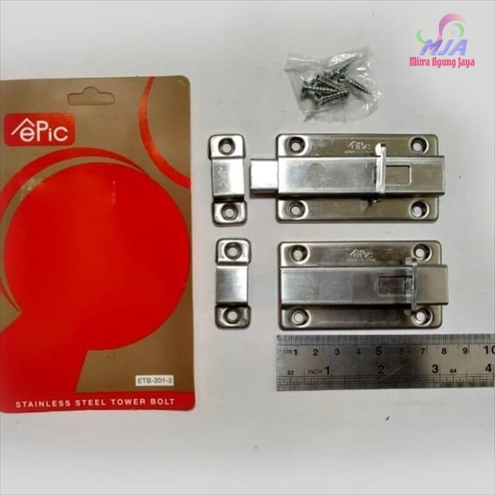 SELOT KUNCI PINTU JENDELA GRENDEL STAINLESS EPIC TOWER BOLT 4 INCH MAJ Slot jendela / Slot Pintu kam