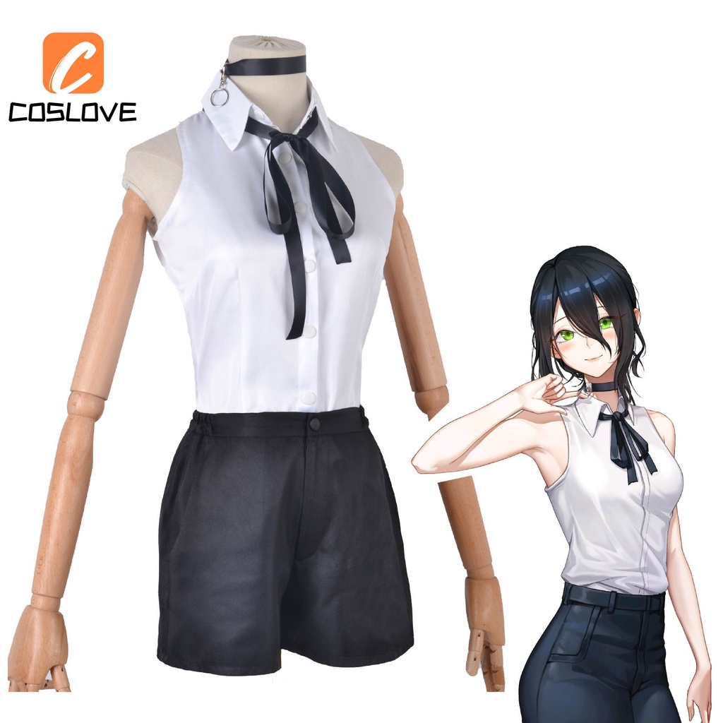 Ready Stock Chain Saw Man Reze Cosplay Full Set Costume Suit for Woman Short Sleeved Summer Casual O