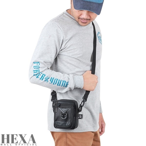 Tas Selempang Pinggang Kecil Pria Hitam Premium Original Distro Murah
