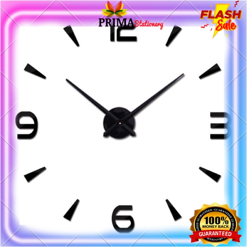 Jam Dinding besar Tempel DIY analog Dekorasi 3D Ukuran 70cm Modern Clock