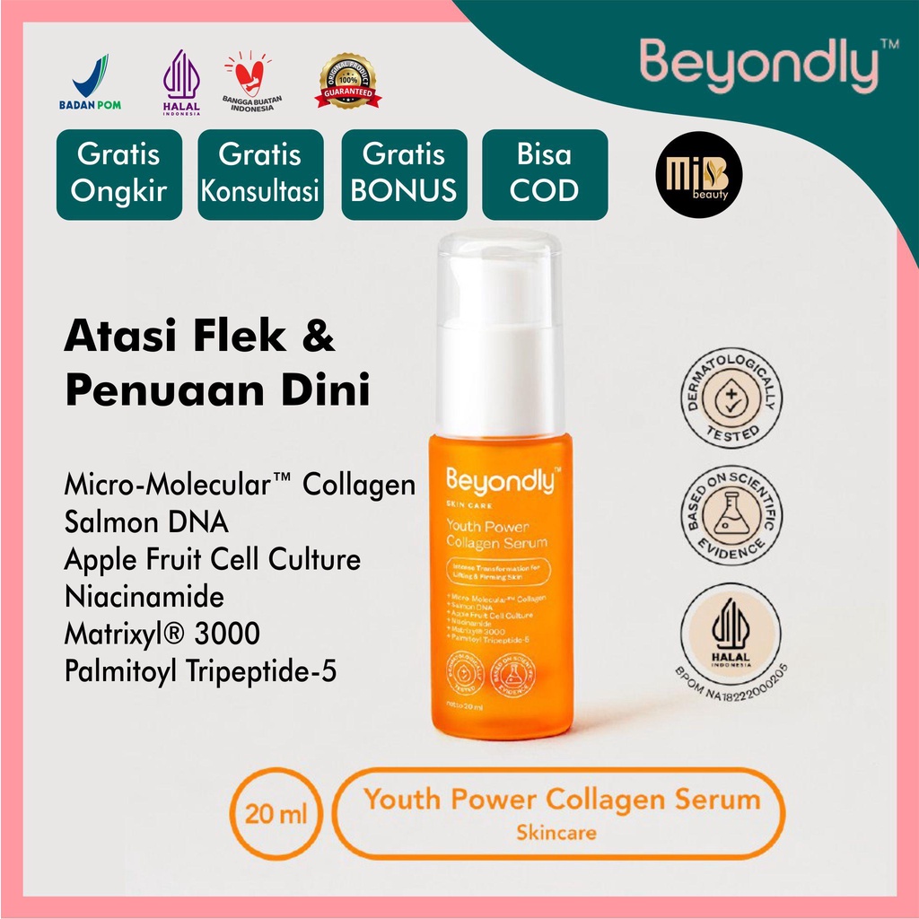 Beyondly Youth Power Collagen Serum diformulasikan dengan Micro-Molecular Collagen, Salmon DNA
