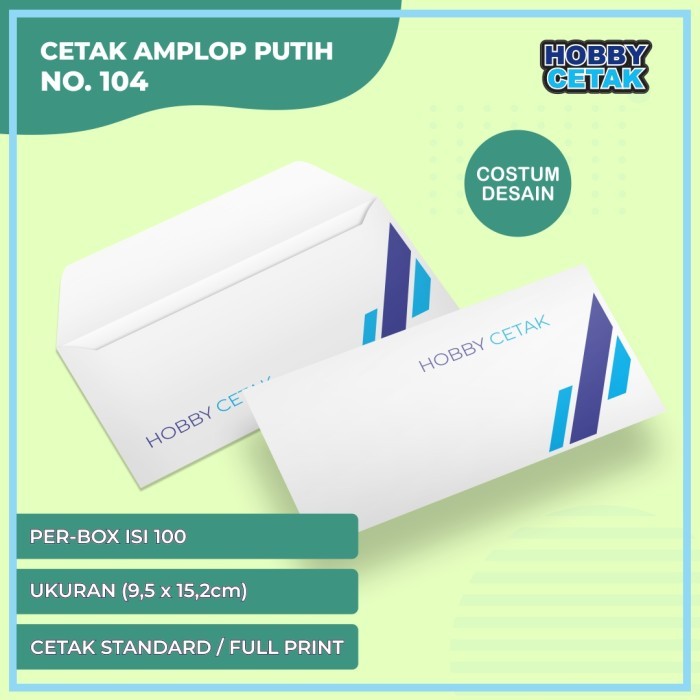 

Cetak Amplop Putih Custom No. 104 (9.5 x 15.2 cm) 1 Box - standar