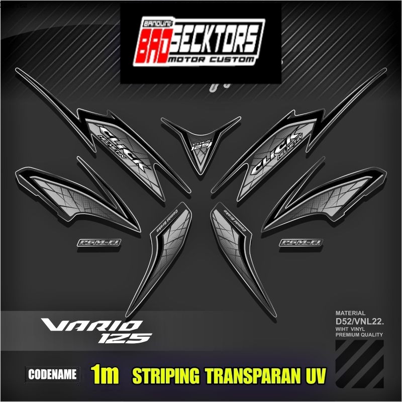 Decal Sticker Striping Variasi Transparan Uv Vario 125 Old (CLICK 125 i) Vario 125 Techno/Cbs 2012-2