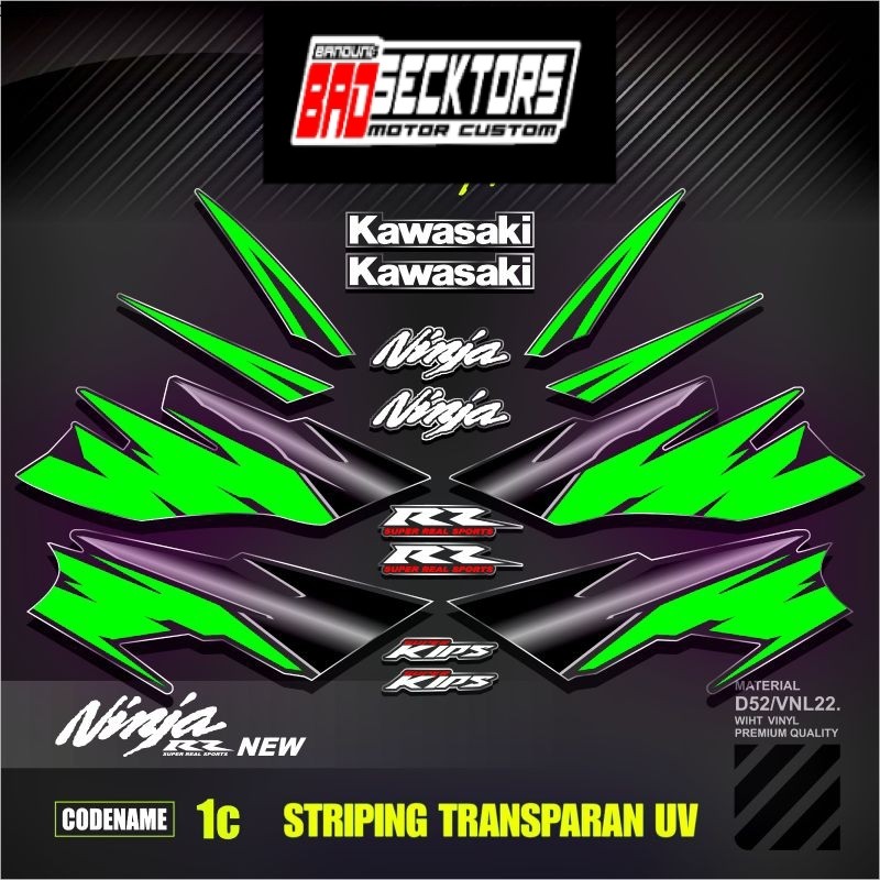 Decal Sticker Striping Variasi Tansparan Uv Ninja RR New 150 2Tak 2012-2017 Ninja RR SE Spesial Edis