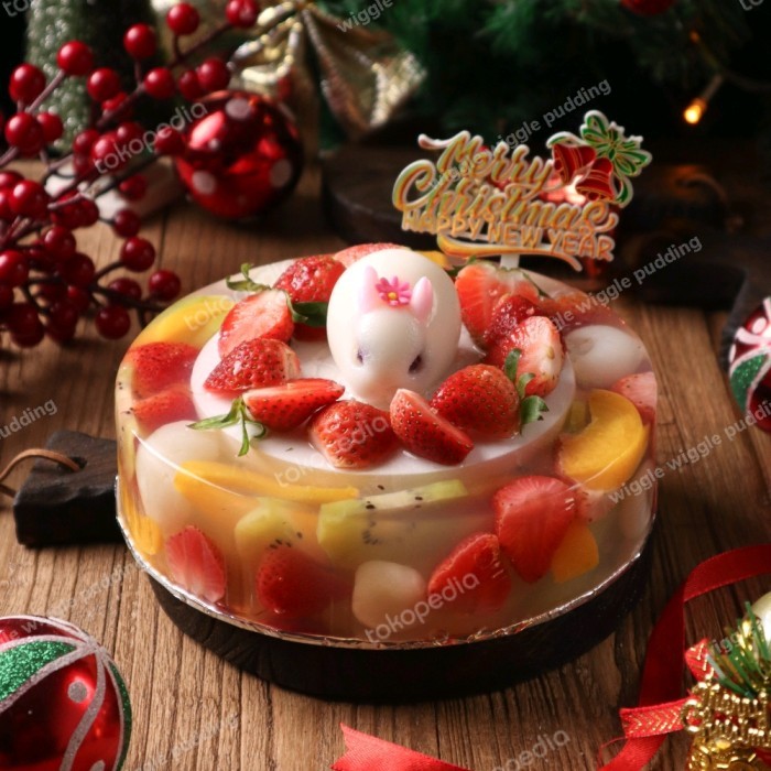 

READY STOCK!!! Pudding lychee fruit hampers natal puding leci topping buah dessert - tanpa topper