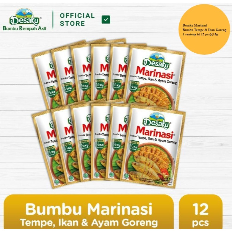 

Desaku Marinasi Bumbu Tempe & Ikan Goreng 1 renteng isi 12 pcs @15gram ORIGINAL