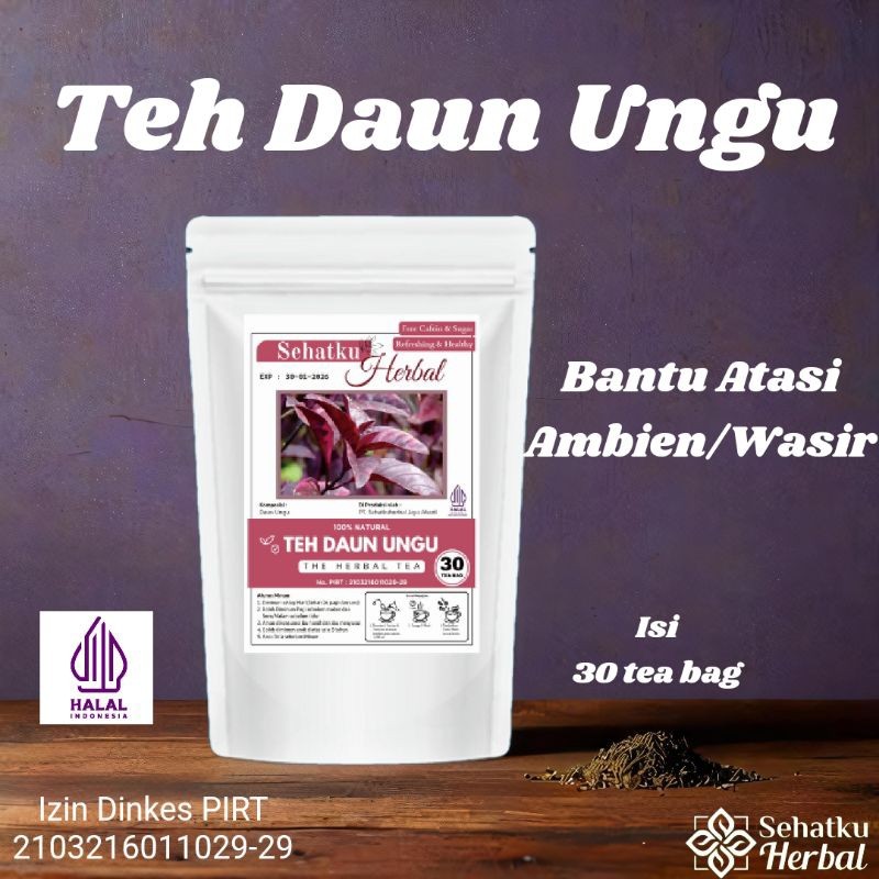 

SEHATKUHERBAL Teh Daun Ungu : Teh Herbal Untuk Ambien atau Wasir isi 30 tea bag