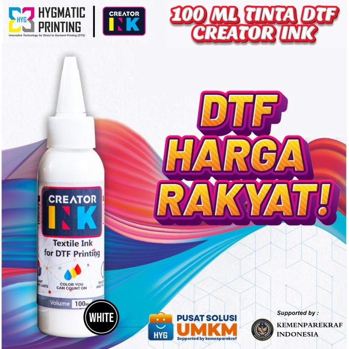 

PRODUK TERMURAH Tinta DTF | Tinta DST | Sablon Digital - CREATOR INK - 100 ML - Putih