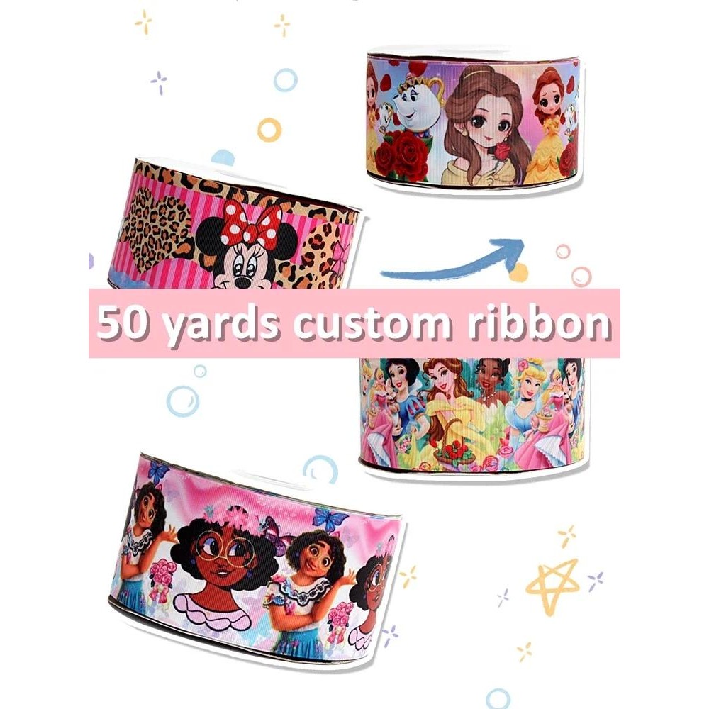 

Disney Cartoon Custom Grograin Ribbon satin ribbon for Bows DIY 50yards
