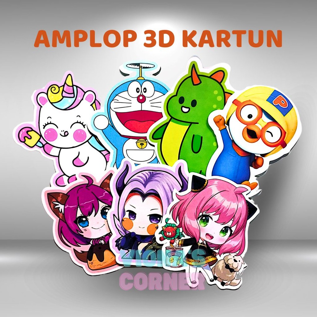 

Amplop Lebaran 3D Karakter Lucu Unik Tebal Lucu Premium Murah Angpao THR Idul Fitri Kartun (5 Pcs)