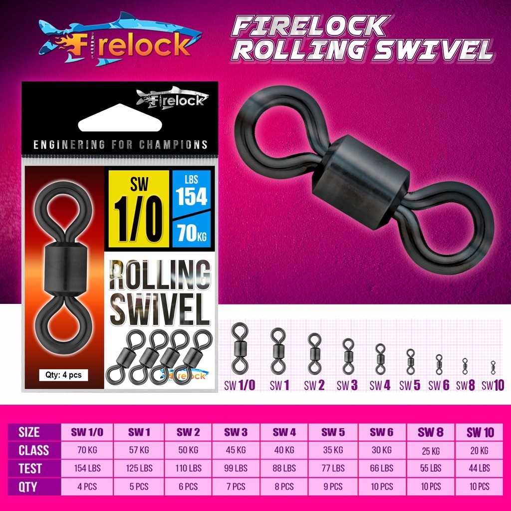 SUPERSTAR 3-WAY ROLLING SWIVEL – BLACK NICKLE KILI-KILI PANCING DENGAN TIGA MATA KAWAT