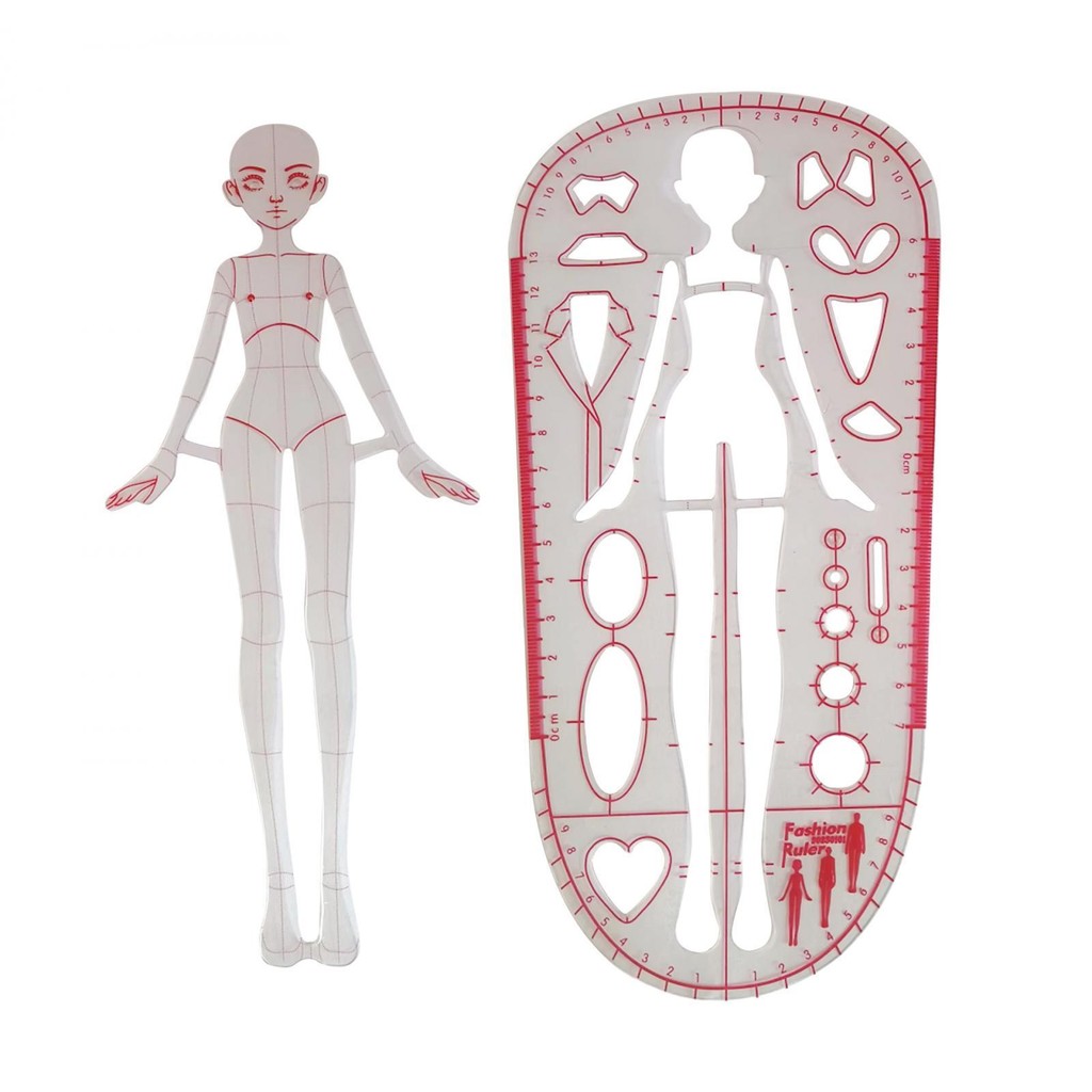 

2Pcs Fashion Drawing Template Ruler Pattern Makers Patchwork Ruler Multipurpose Clear Models Fashion Illustration Rulers Woman