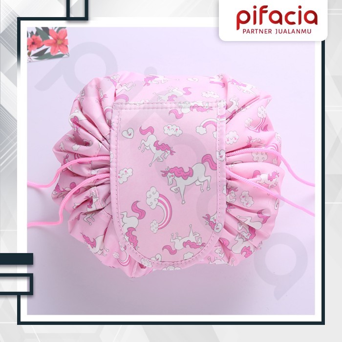 New Product Tas Kosmetik Serut Bulat Pouch Kosmetik - UNICORN