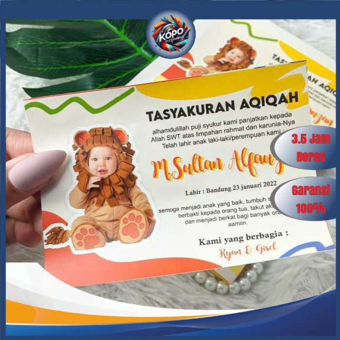 

KOPO Stiker Label Tasyakuran Aqiqah Custom Sticker Persegi Nama Bayi Ucapan Kelahiran Akikah