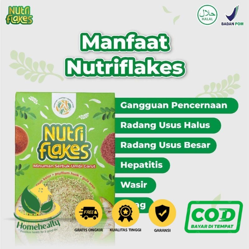

Nutriflakes Original Sereal Umbi Garut Atasi Asam Lambung Maag dan Gerd 1 Box Promo GARANSI