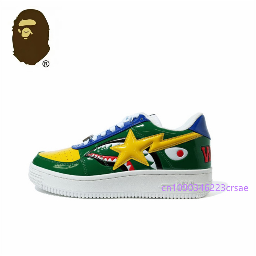 Original Bape Sta Men Women None-Slip Skateboarng Shoes Shark Teeth Casual Bapesta Athletic Walking 