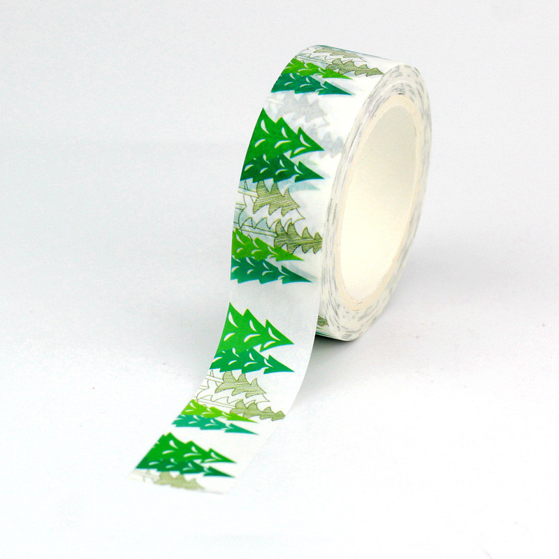

1PC 10M Decorative Green Christmas Tree Washi Tape DIY Journal Material and Gift Wrapping Masking Tape Stationary Supply