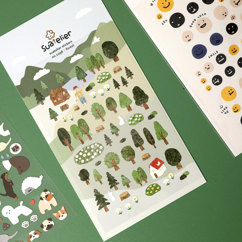 

Green Forest Decorative Sticker Diary Album Label Sticker DIY Scrapbooking Stationery Stickers Escolar