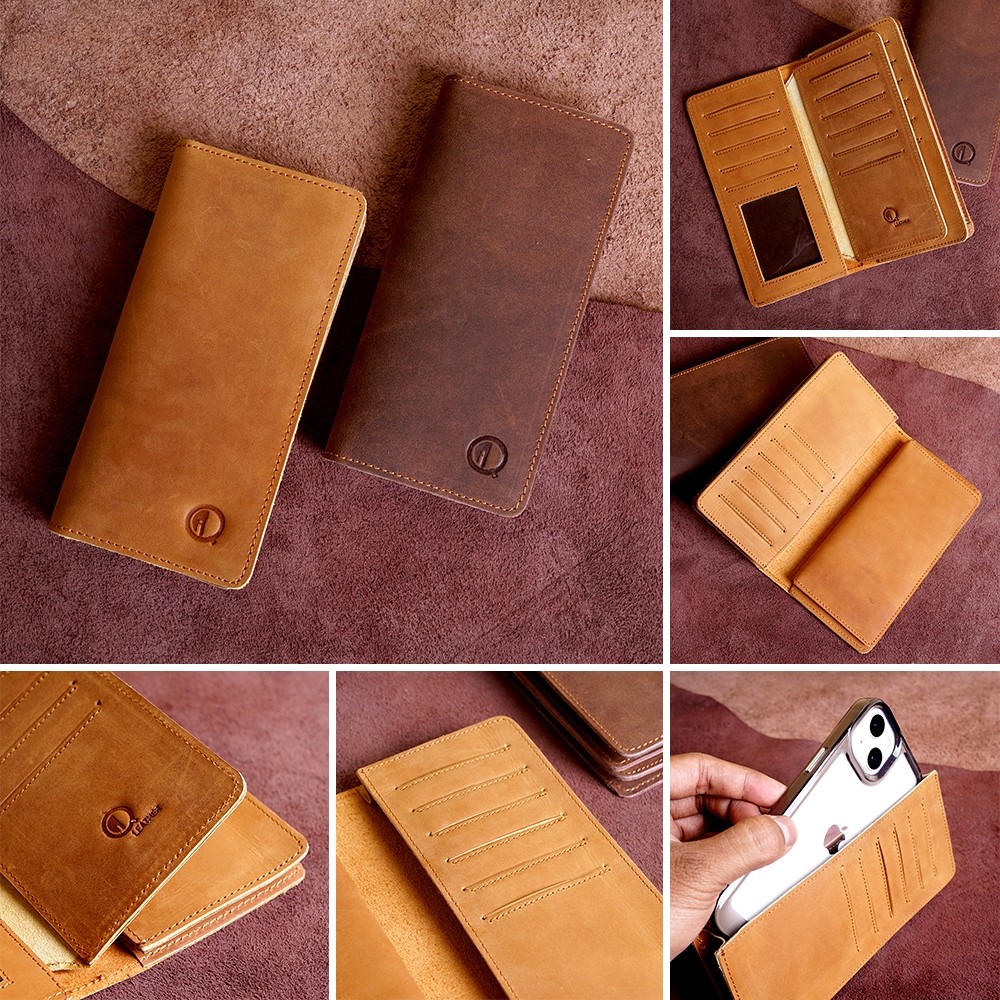 FG45RF F012 CH - Dompet Kartu Lipat Panjang Kulit Asli Pria Cowok 21 Slot Bahan Asli Berkualitas