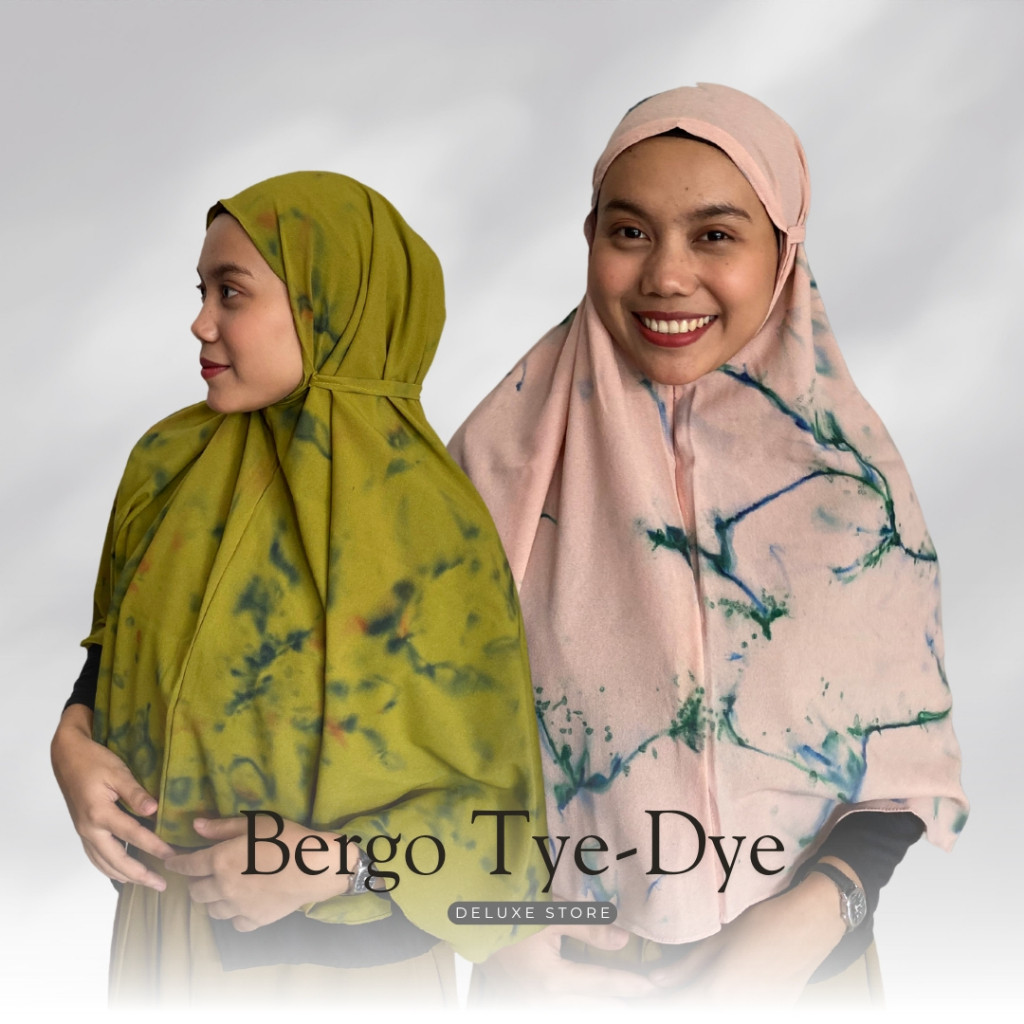 Hijab Fatimah Bergo Instan Motif Tie dye Kerudung Bahan Katun Ceruty