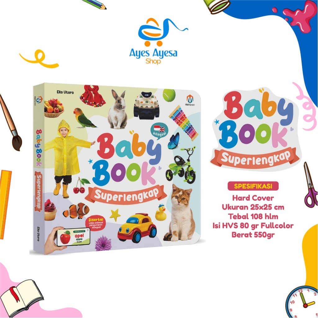QA23RF buku soft Baby Book Superlengkap super lengkap sensory newborn journal english series anak ba