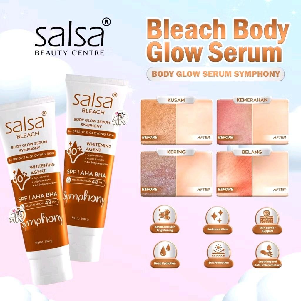 Salsa Body Bleach Glow Serum Symphony - Formula Pencerah Aktif dengan 10+ Whitening Agent - Hitam, M