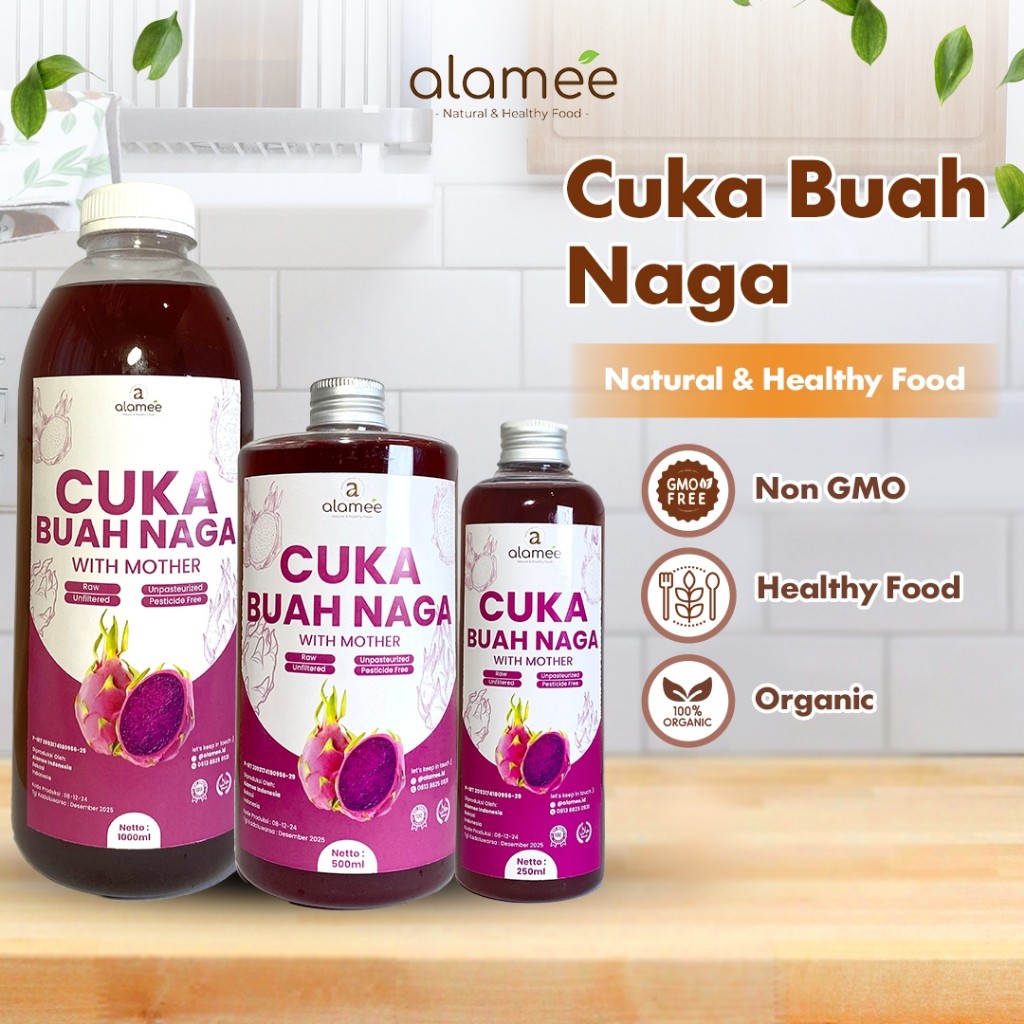 

ALAMEE Cuka Buah Naga Organik Original Dragon Fruit Cider Vinegar With Mother Fermentasi Probiotik