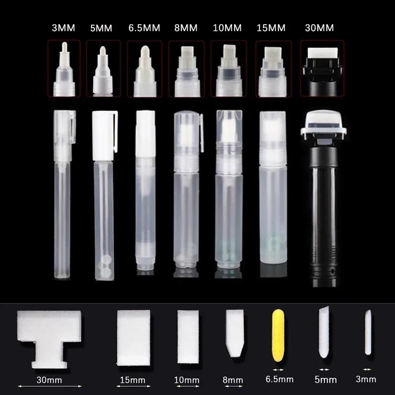 

Plastic Empty Pen Rod with 2 Nibs Set 3/5/8/10/15/30mm Barrels Tube Graffiti Pens Liquid Chalk Markers Paint Pen Accessories