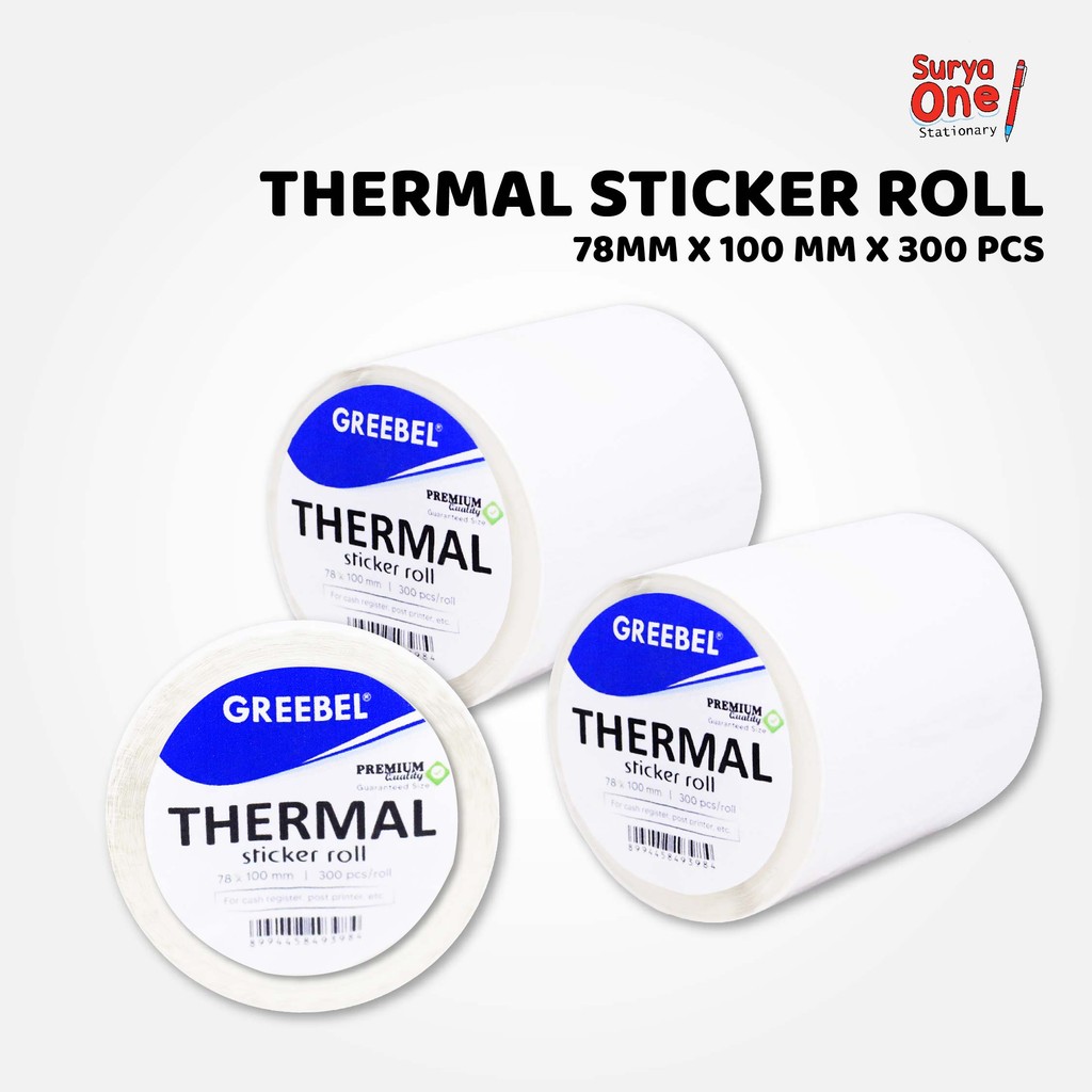 

Label Greebel Stiker Thermal Roll Isi 300PCS 78x100mm Waterproof / Label Kertas Barcode Suryaone