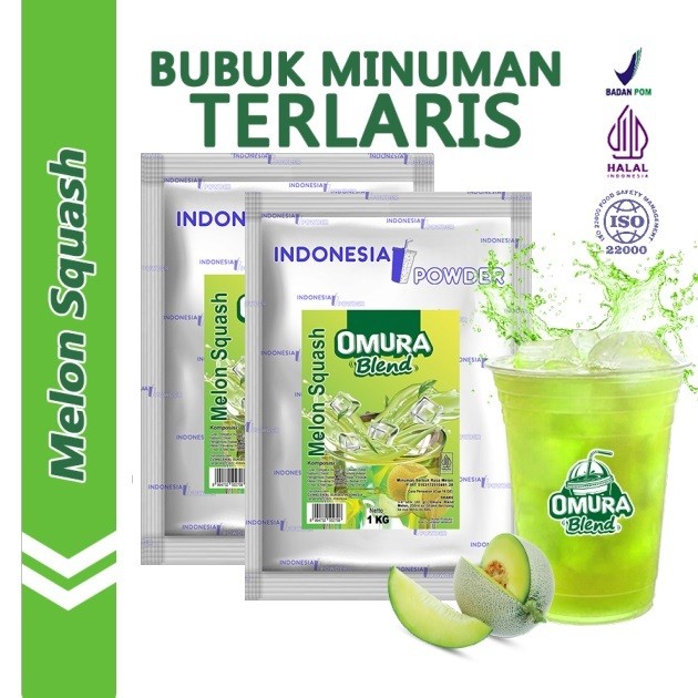 

[Bundle 2Bag x 1Kg] Rasa Melon Squash (Non Susu) Bubuk Minuman Premium Merk Omura Blend (Mix Gula)