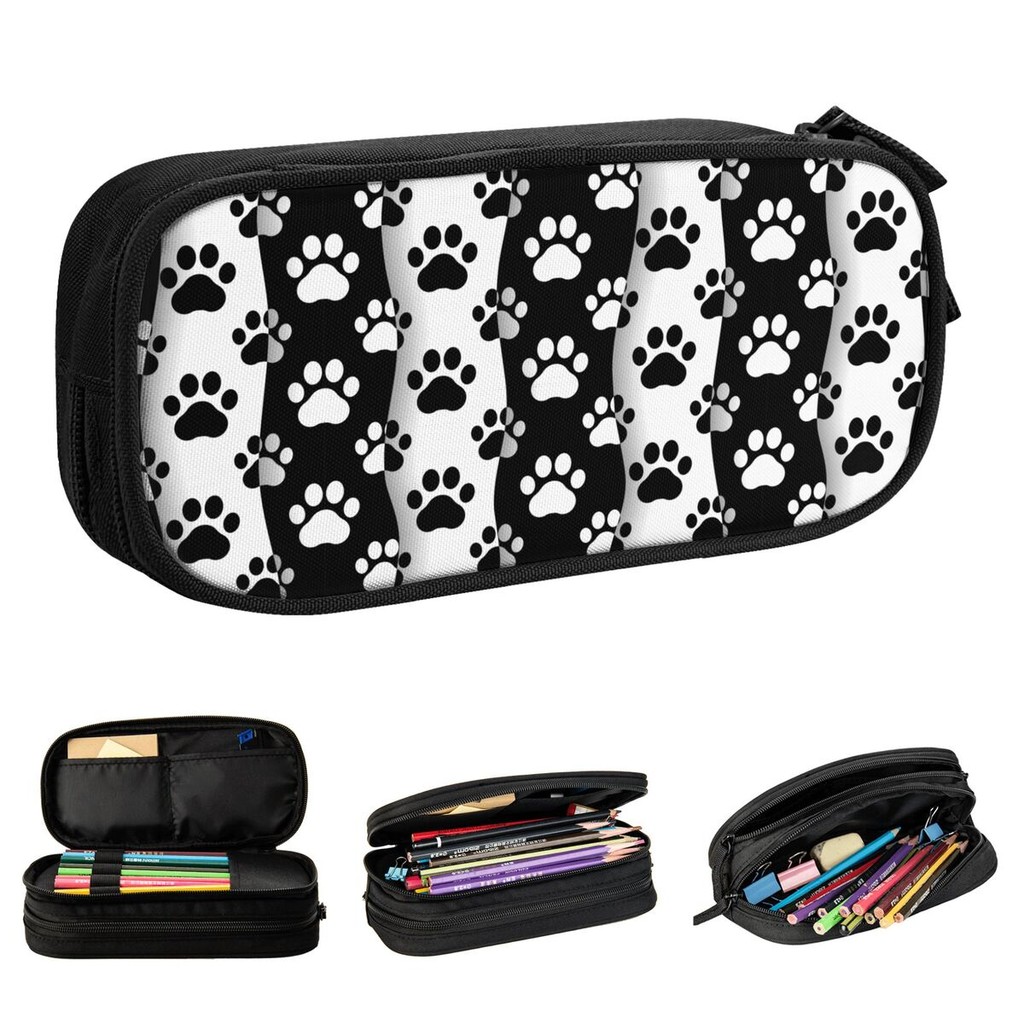 

Pet Prints Dog Cat Paw Pencil Case Cute Puppy Foot Pen Box Bags Girl Boy Large Storage Students School Zipper Pencil Box