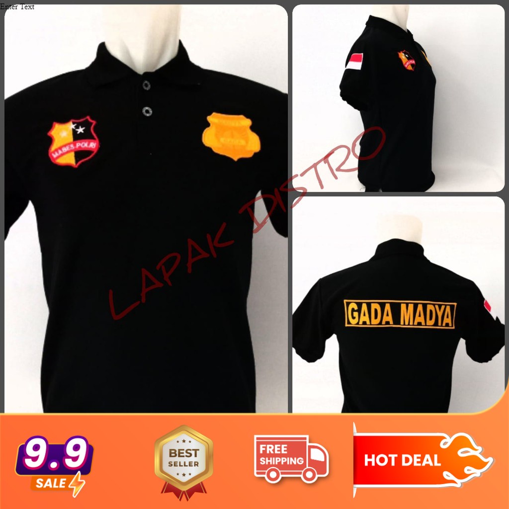 Baju Kaos Pendek Polo Hitam GADA MADYA