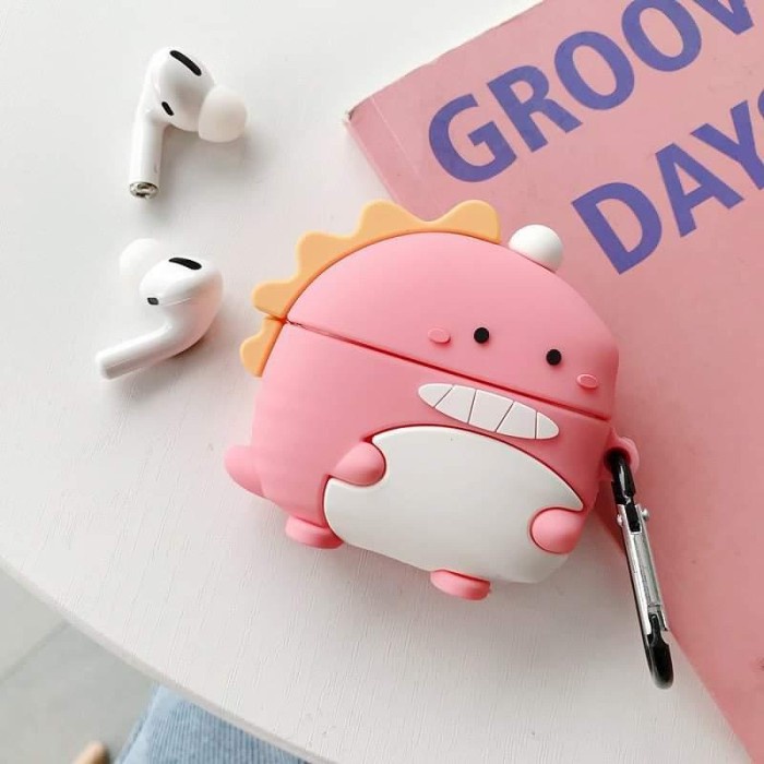 Airpods Case Pink Dinosaur Gen 1 2 3 PRO Soft Silicone