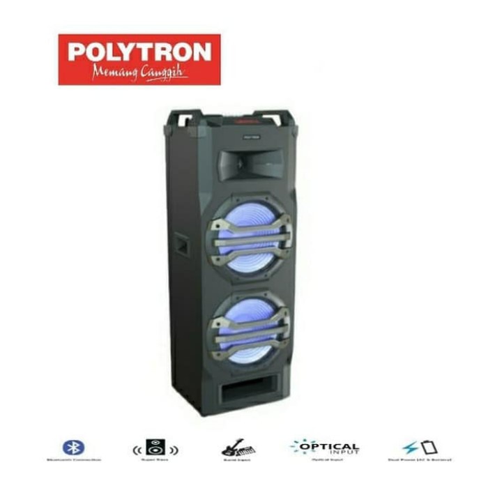 Speaker Trolly speaker Portable POLYTRON 12 inch Doble Original resmi