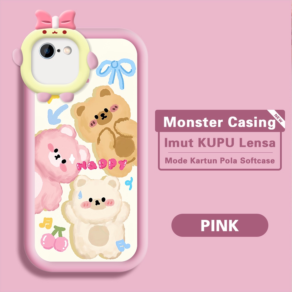 iPhone 13 Untuk Hp Casing Handphone Cassing Soft Kesing Sofcase Phone Case Warna Tiga Beruang Berbed