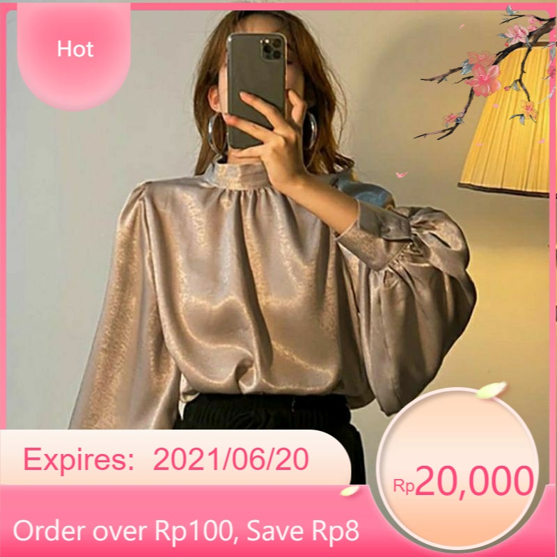 Blouse Satin / Blouse Satin Lengan Balon / Satin Blouse Silk/ STylish