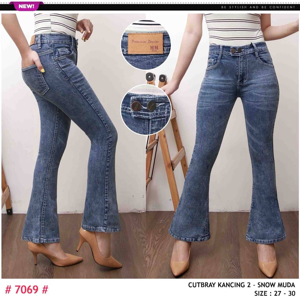 JESIAMA - HW JEANS CUTBRAY BUTTON 2 MM - sOFT JEANS STRETCH IMPORT Denim nyaman celana