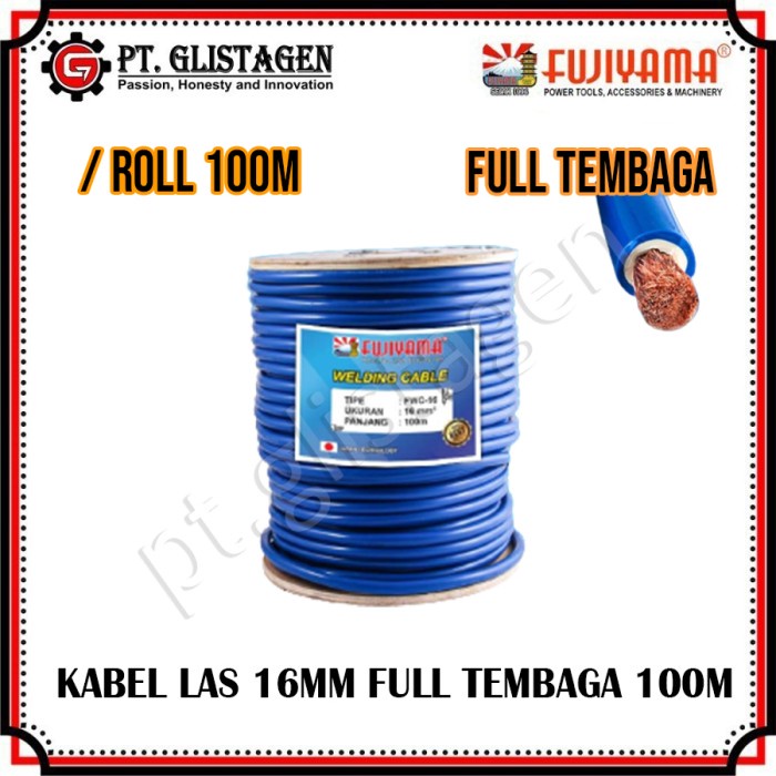 Kabel Las Tembaga Welding Cable Mesin Las Fujiyama 16MM 100 Meter