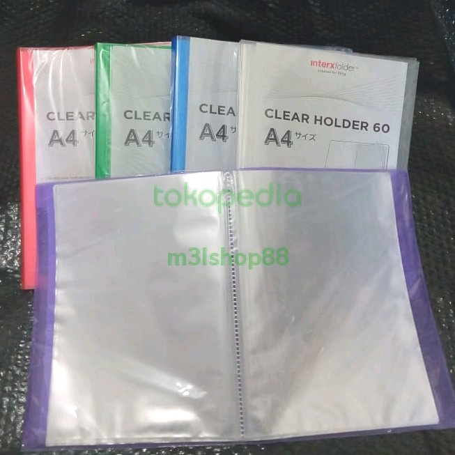 

clear holder/dokumen keeper/display book A4 60 lembar inter x folder - Biru