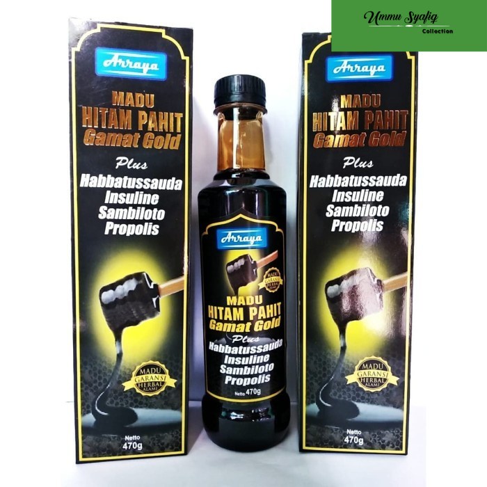 

Madu Hitam Pahit Insulin + Ekstrak Gamat Emas Gold Asli Arraya