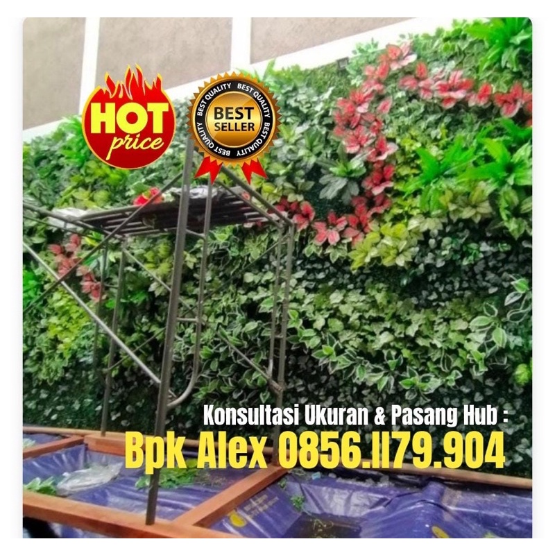 DEKORASI DINDING VERTICAL GARDEN - TANAMAN PLASTIK - GREEN WALL DINDING - TANAMAN RAMBAT