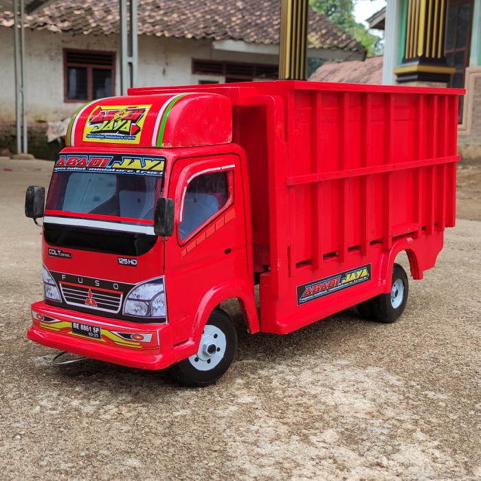 Mainan mobil truk kayu miniatur truck oleng JUMBO mobilan anak - fuso hitam, Standar 52cm