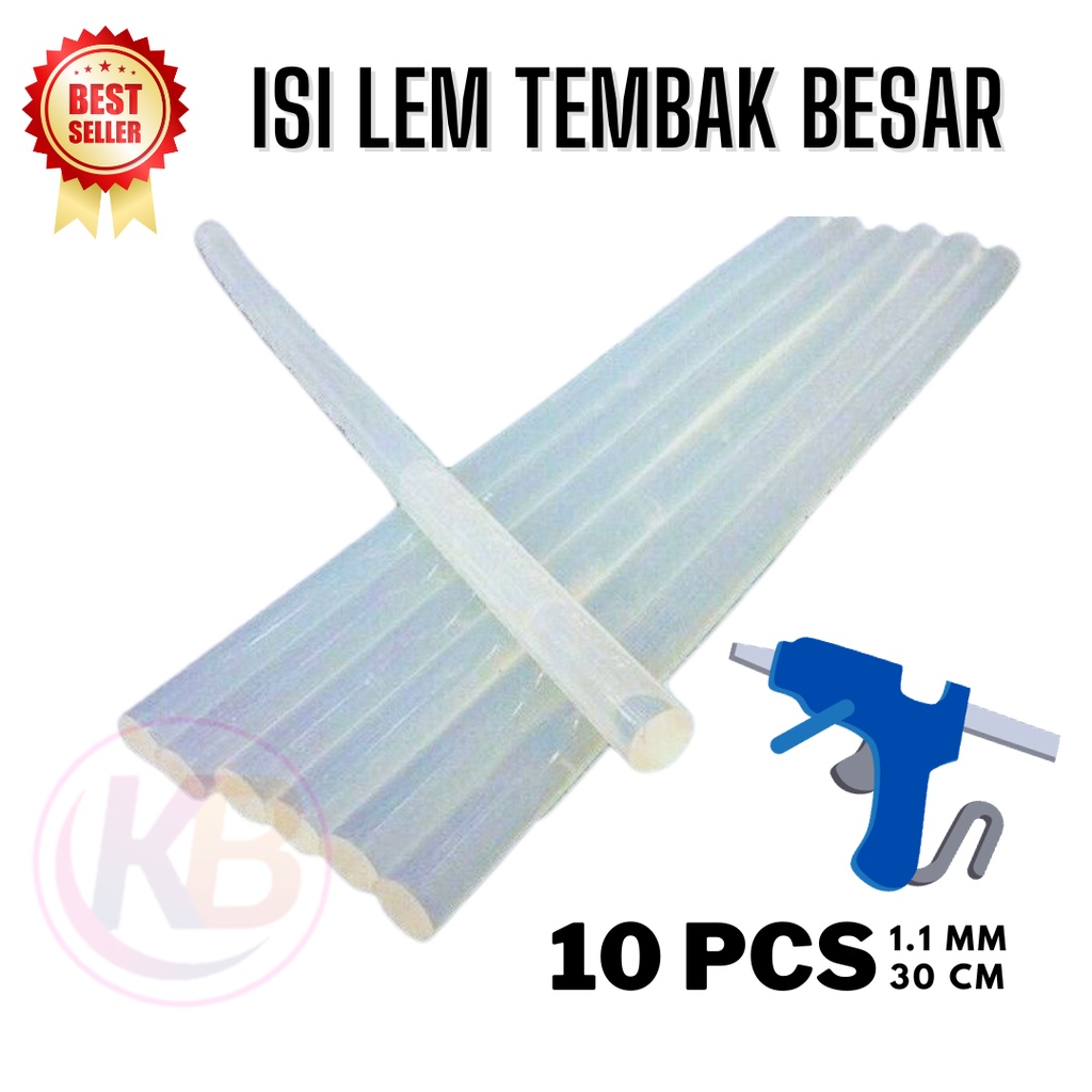 

Lem Bakar Besar (10 Pcs) - Refill Gluegun 30cm x 1.1cm Putih Tebal Padat - Glue Stik - Toko1_Gemilang