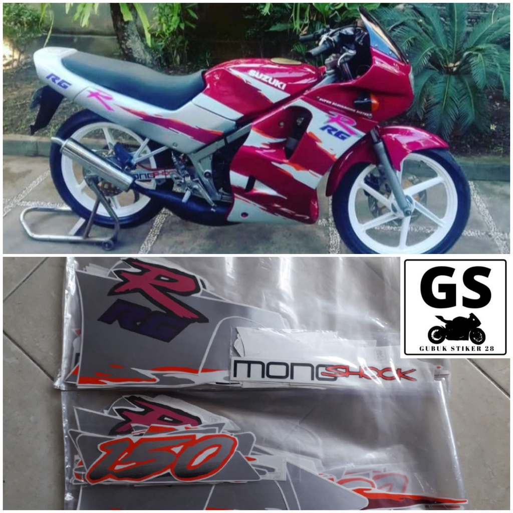 STRIPING STIKER LIS BODY MOTOR SUZUKI RGR TAHUN 1996-1997 SILVER MERAH - HITAM SILVER